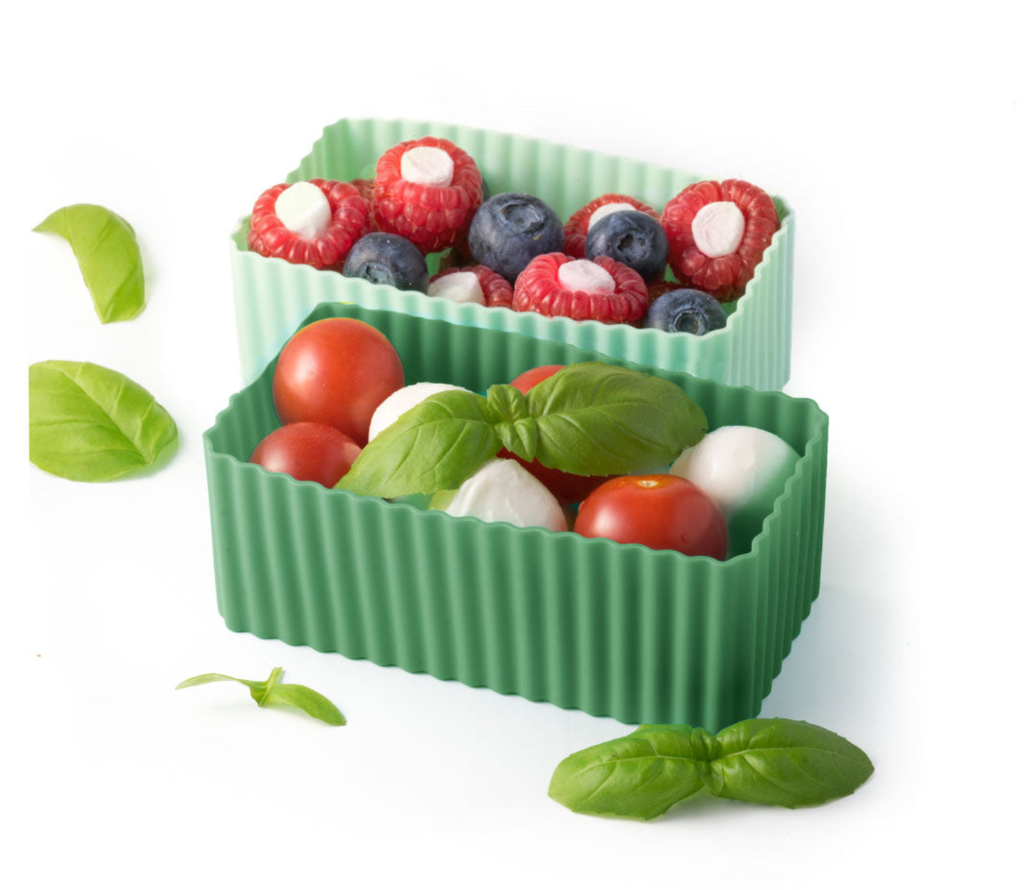 2 Foremki do lunchboxów Yumbox Forest – idealne do rozdzielania przekąsek w lunchboxie, na owoce, orzeszki, sery i inne, kolor: zielony