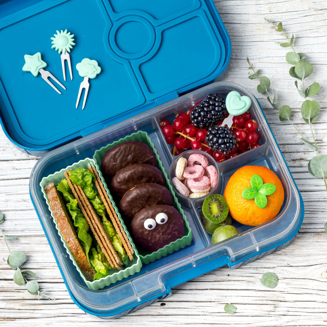 2 Foremki do lunchboxów Yumbox Forest – idealne do rozdzielania przekąsek w lunchboxie, na owoce, orzeszki, sery i inne, kolor: zielony