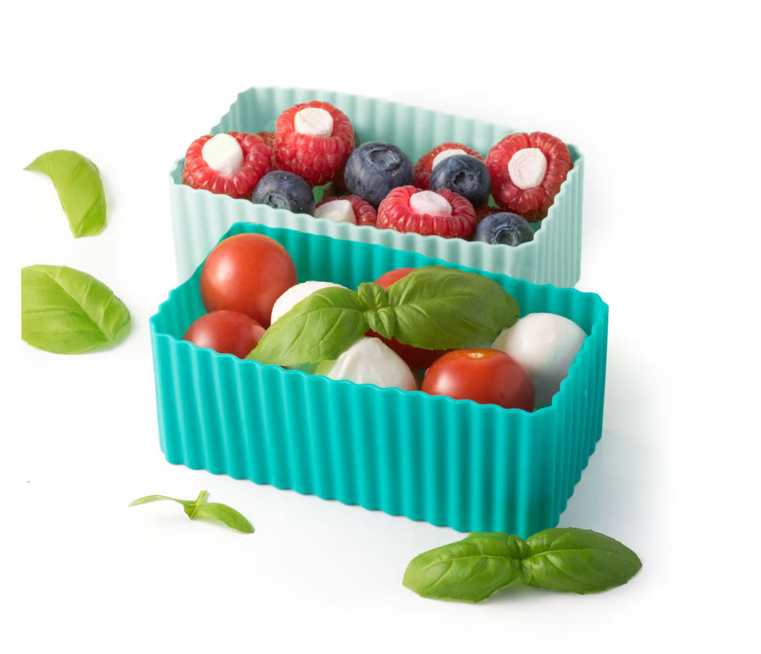 2 Foremki do lunchboxów Yumbox – idealne do rozdzielania przekąsek w lunchboxie, na owoce, orzeszki, sery i inne przekąski, kolor: morski