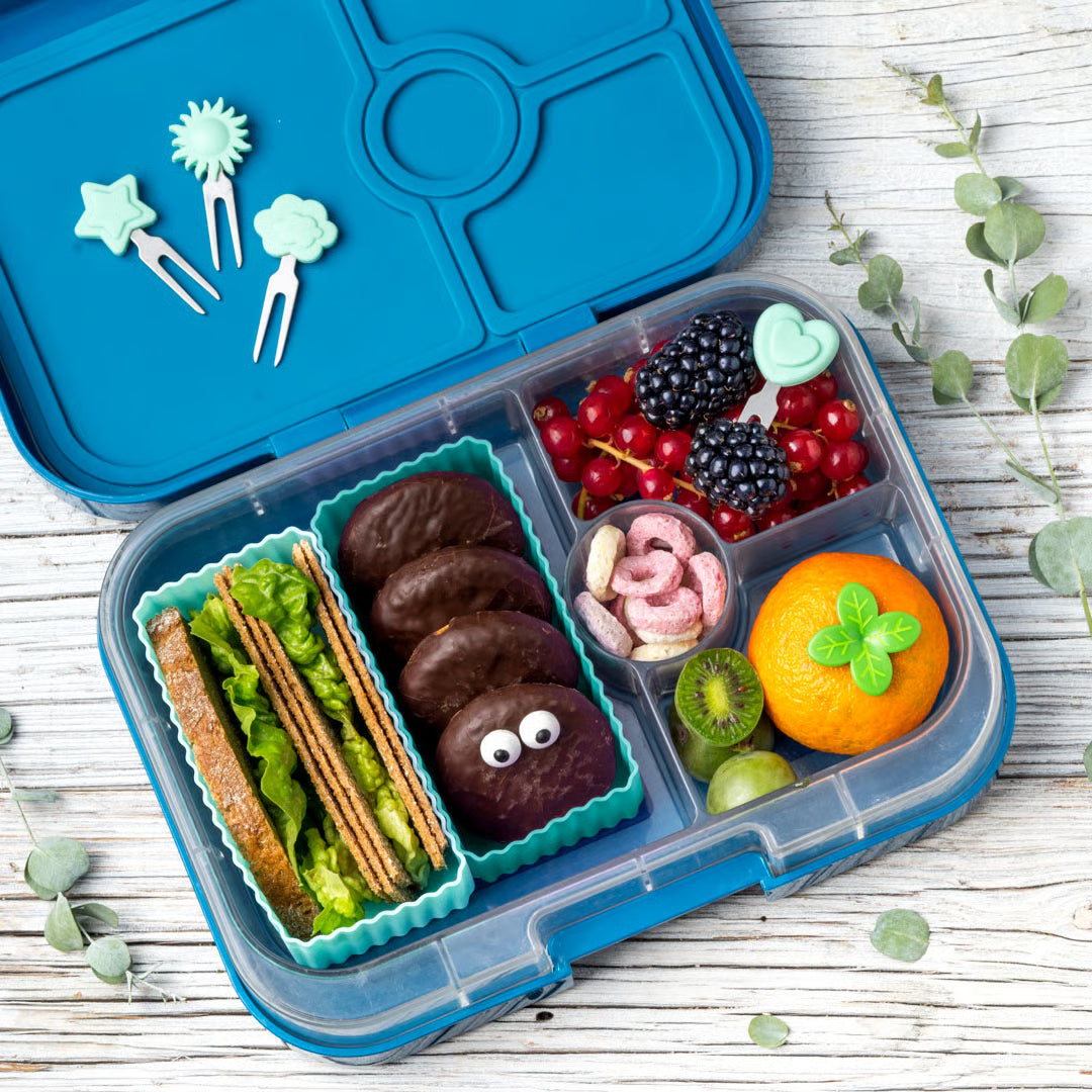 2 Foremki do lunchboxów Yumbox – idealne do rozdzielania przekąsek w lunchboxie, na owoce, orzeszki, sery i inne przekąski, kolor: morski