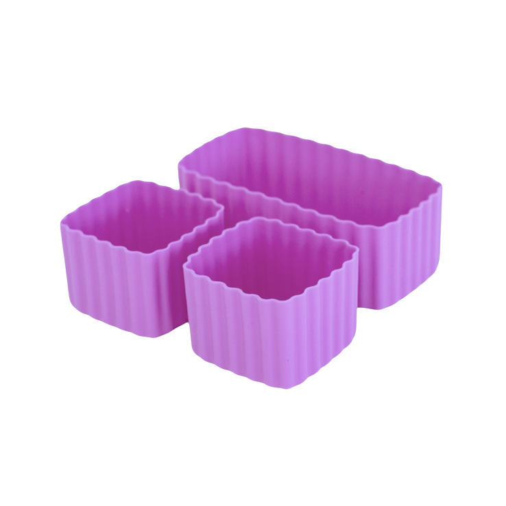 Silikonowe foremki MontiiCo Calypso – idealne do rozdzielania przekąsek w lunchboxie dziecka, na owoce, orzeszki, sery i inne przekąski, kolor: różowy