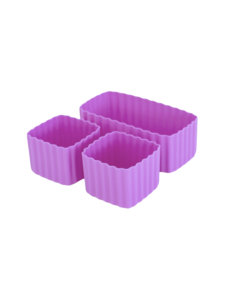 Silikonowe foremki MontiiCo Calypso – idealne do rozdzielania przekąsek w lunchboxie dziecka, na owoce, orzeszki, sery i inne przekąski, kolor: różowy