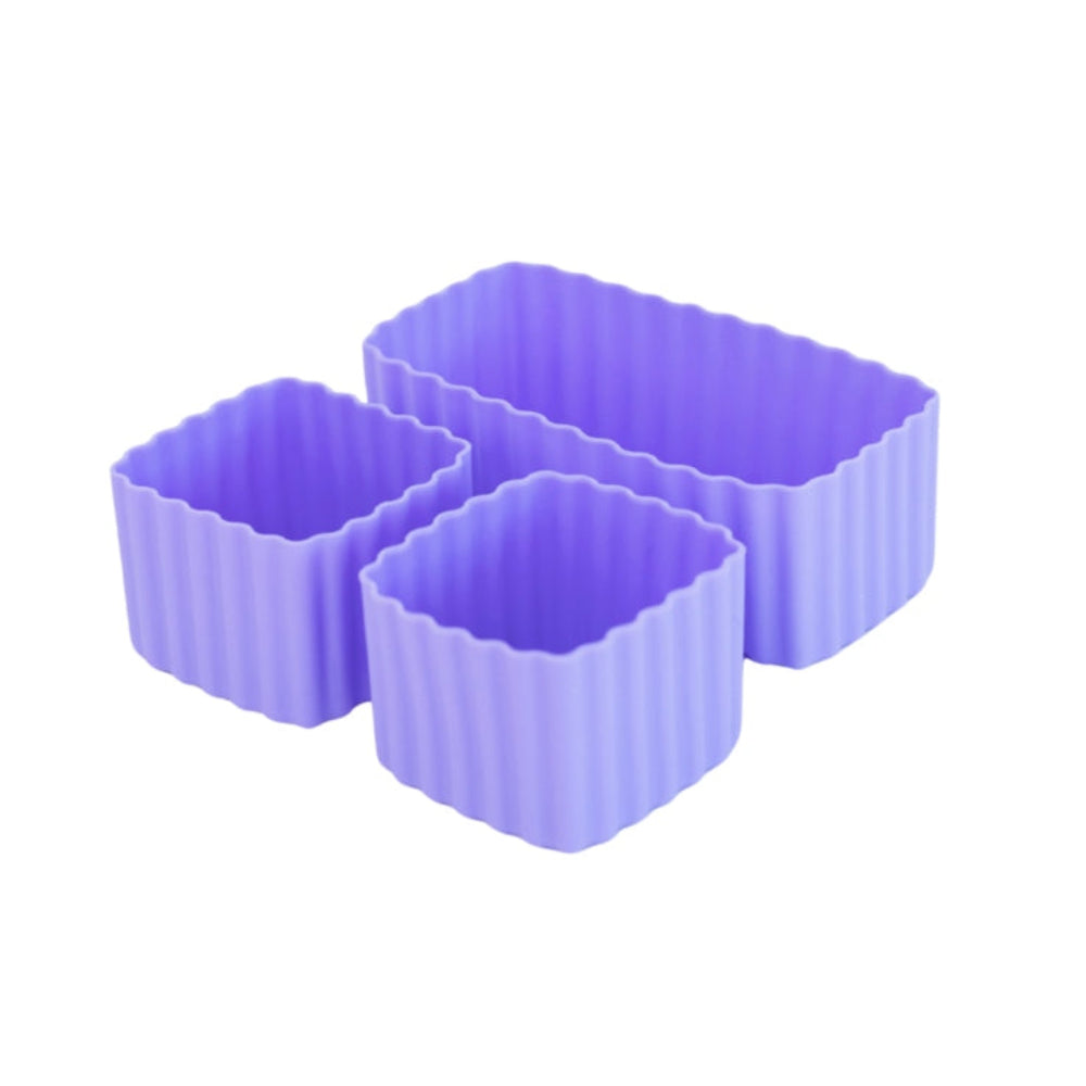 Silikonowe foremki MontiiCo Dusk – idealne do rozdzielania przekąsek w lunchboxie dziecka, na owoce, orzeszki, sery i inne przekąski, kolor: fioletowy