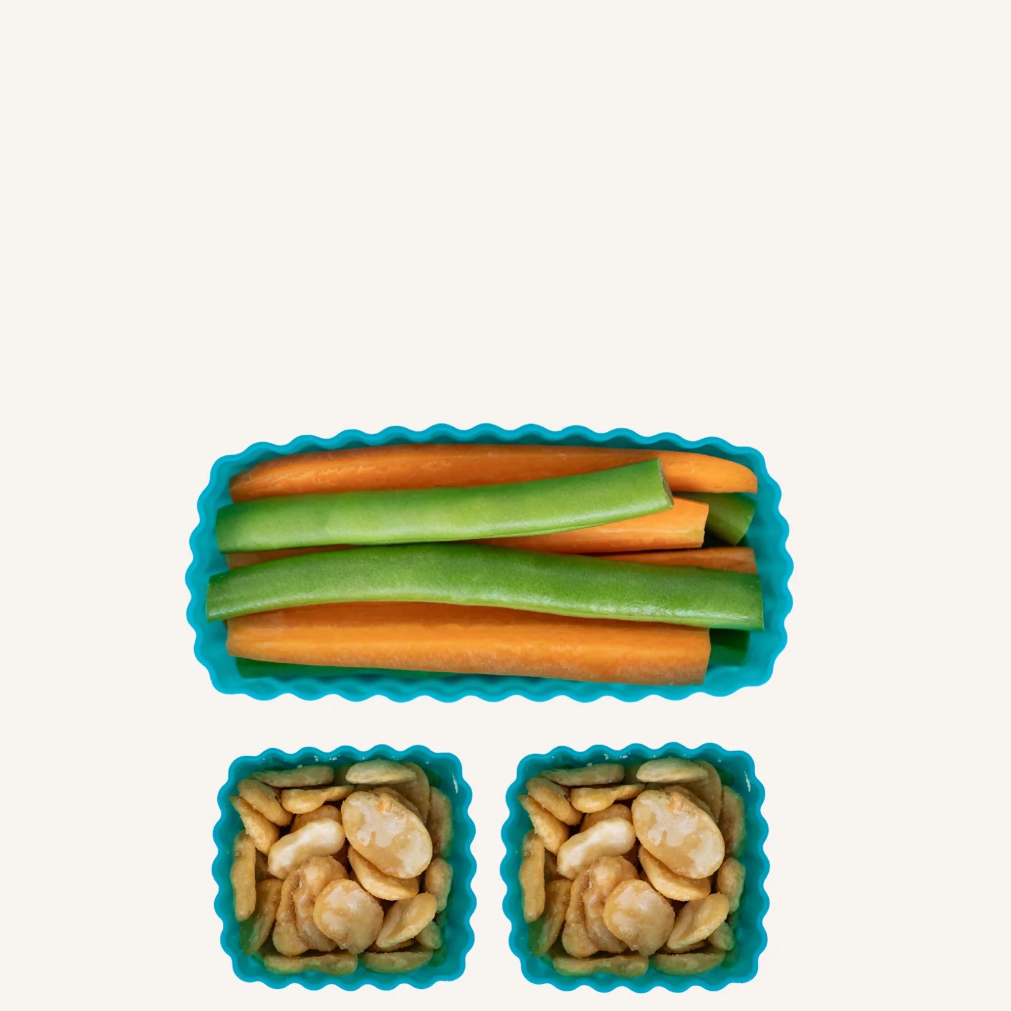 Silikonowe foremki MontiiCo Pine – idealne do rozdzielania przekąsek w lunchboxie dziecka, na owoce, orzeszki, sery i inne przekąski, kolor: zielony