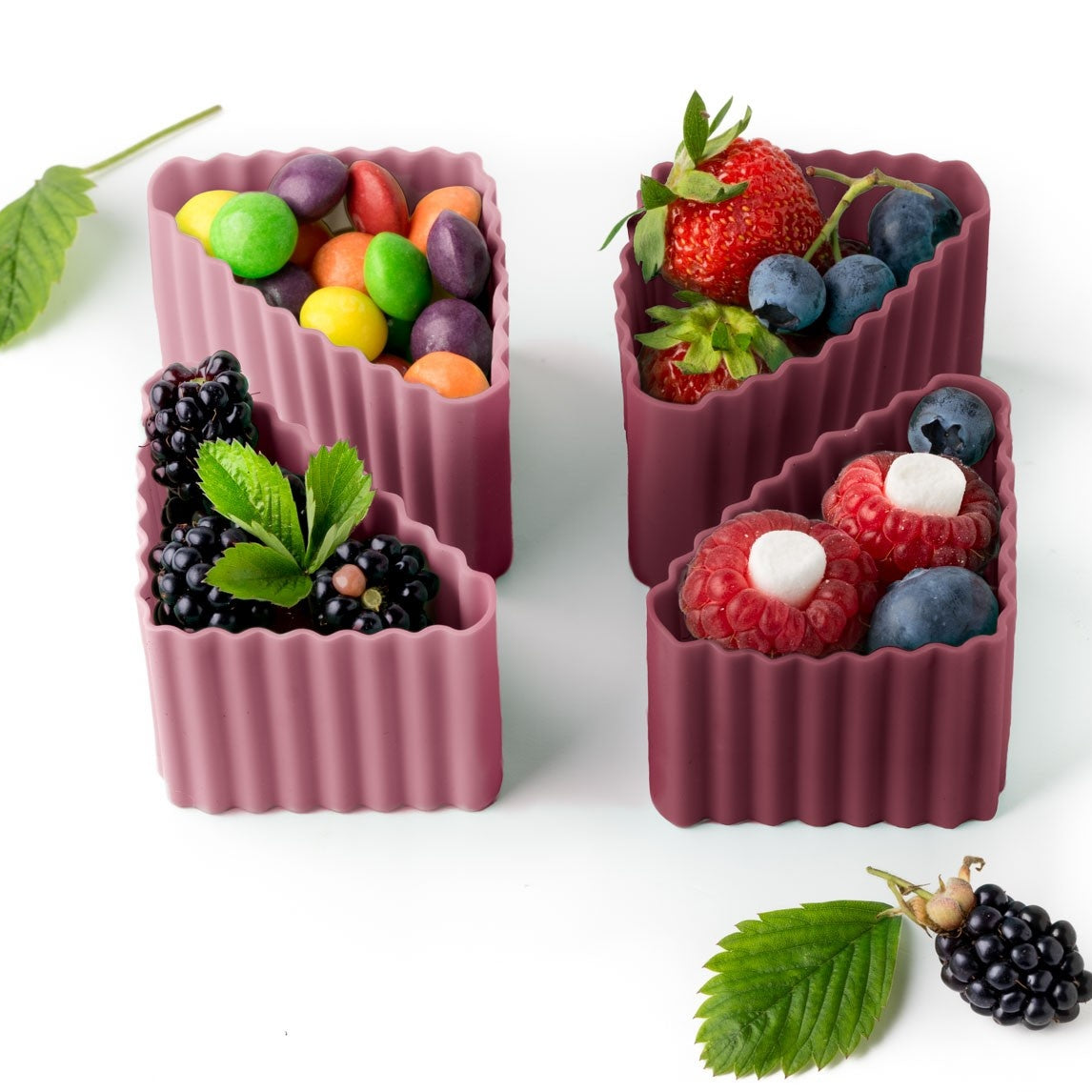 Lekkabox Bento Triangle Plum – silikonowe wkładki trójkątne do śniadaniówki