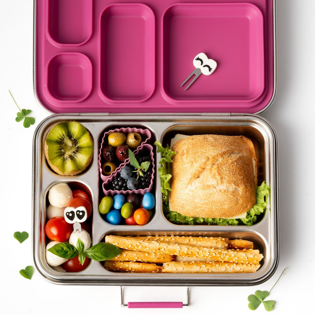 Lekkabox Bento Triangle Plum – trójkątne przegródki silikonowe dopasowane do bento