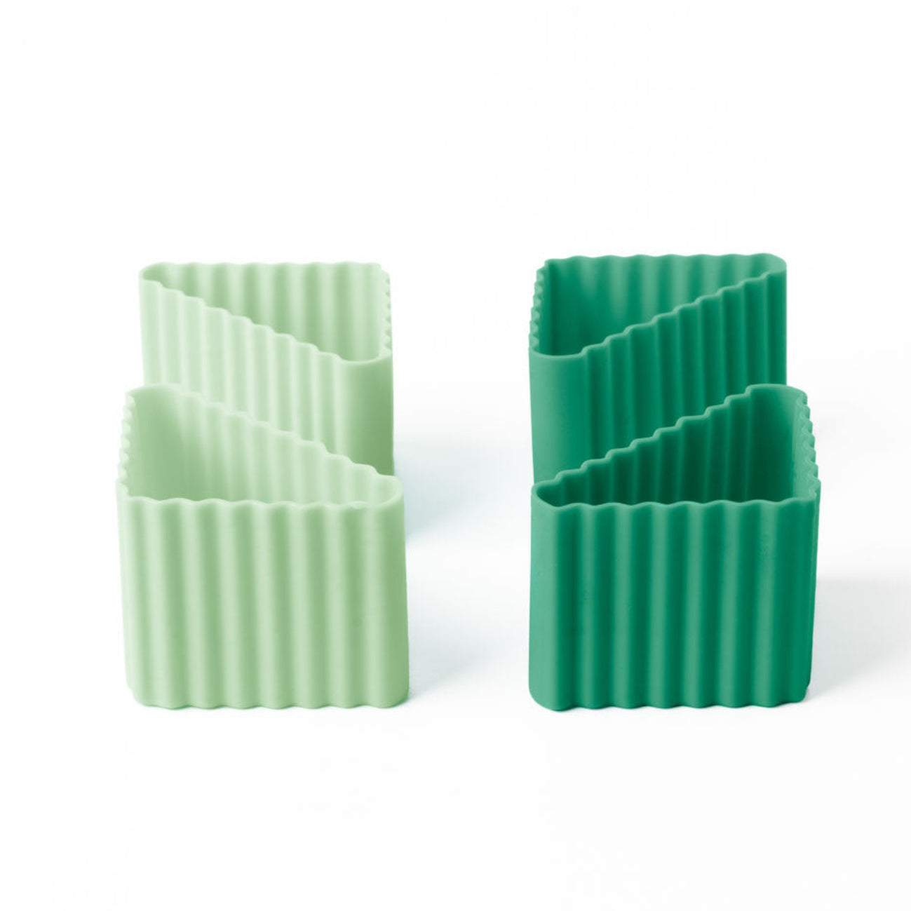 LEKKABOX Bento Triangle Forest – elastyczne, zielone foremki trójkątne do przekąsek i mini deserów, bezpieczny silikon, łatwe czyszczenie