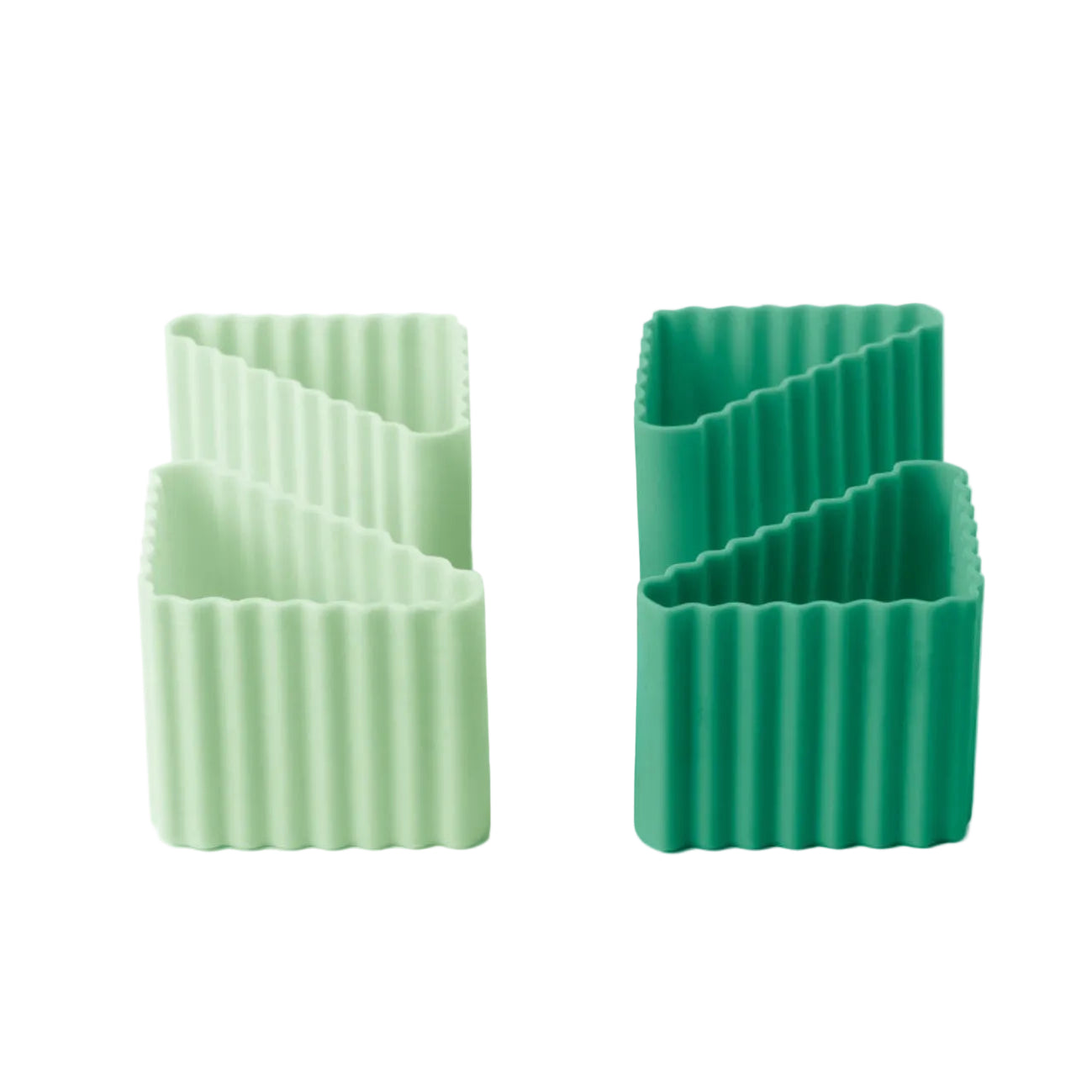 LEKKABOX Bento Triangle Forest – elastyczne, zielone foremki trójkątne do przekąsek i mini deserów, bezpieczny silikon, łatwe czyszczenie