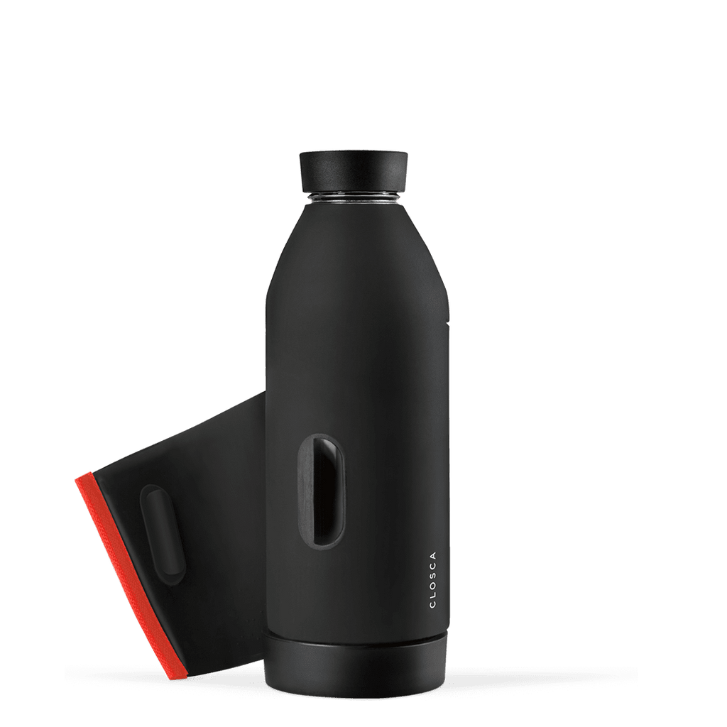 CLOSCA szklana butelka na wodę, Black/Coral Closca Water Bottles | TwójLunchBox