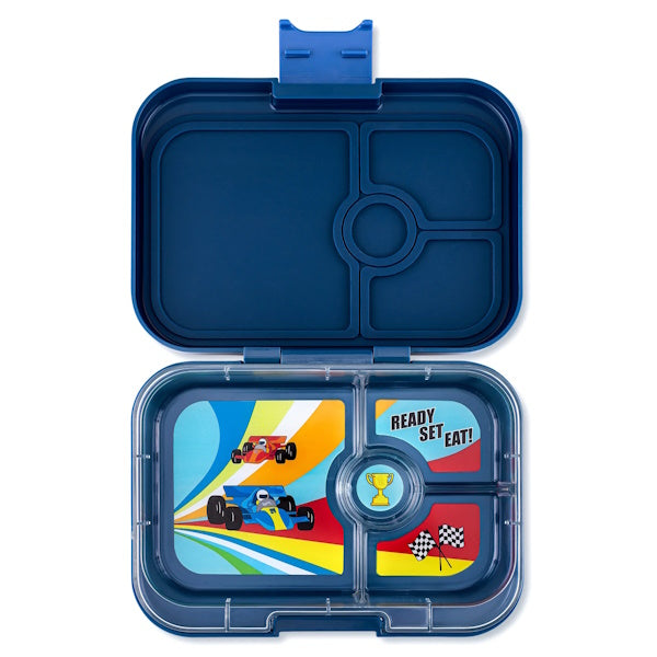 YUMBOX PANINO lunchbox, 4 przegródki, Monte Carlo Blue / Race Cars Yumbox Lunch Boxes & Totes | TwójLunchBox