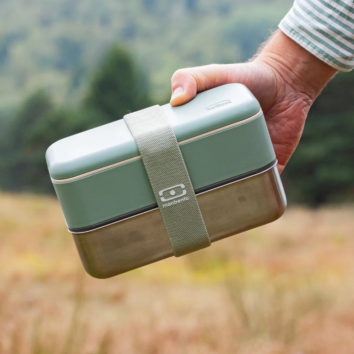 Hermetyczny bento box ze stali nierdzewnej Monbento Natural Green 100% szczelności