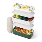Monbento Original – dwupoziomowy lunchbox z miseczką. Szczelny, BPA free, do mikrofalówki i zmywarki. Stylowy francuski design, wzór: Grapic Lemon
