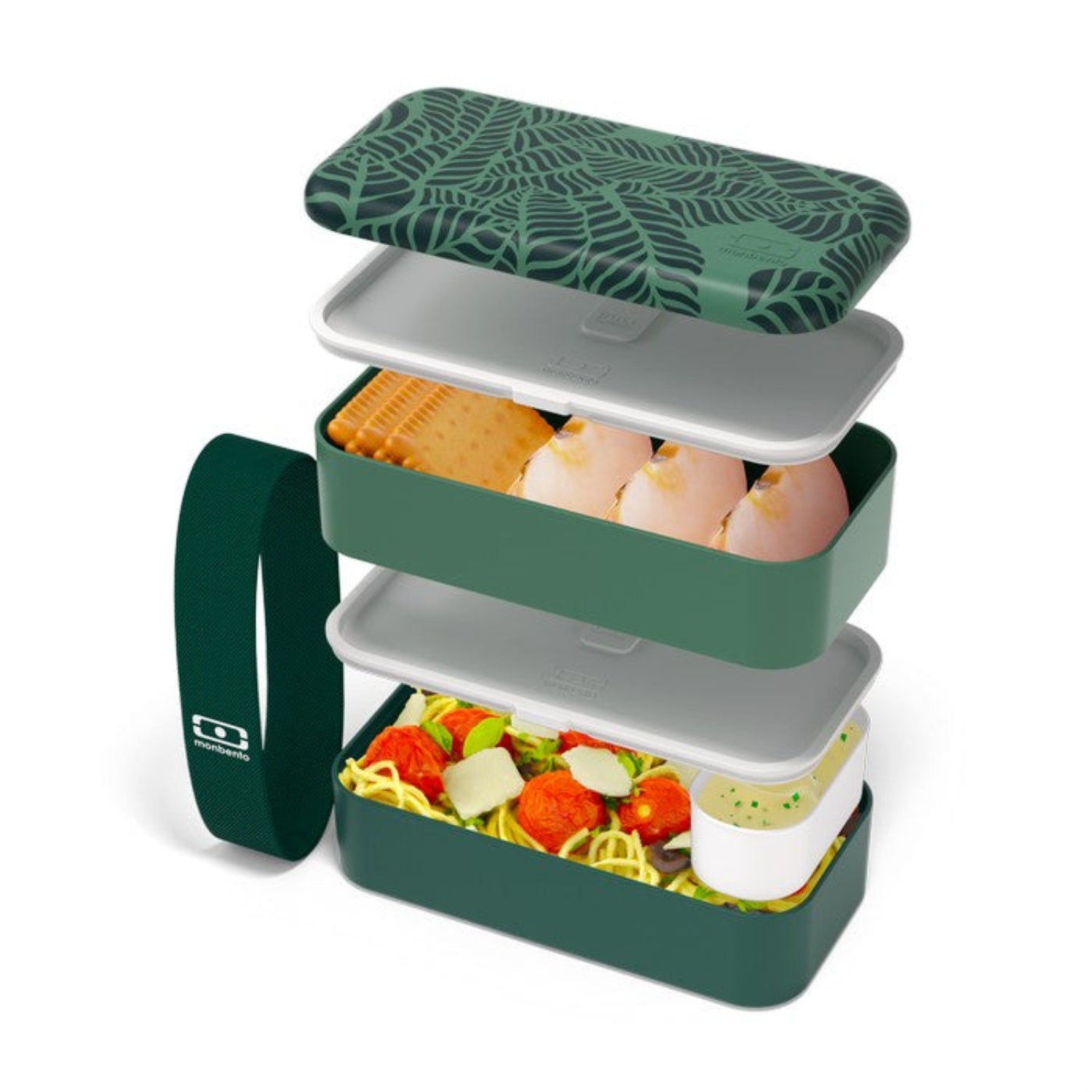 Monbento Original – dwupoziomowy lunchbox z miseczką. Szczelny, BPA free, do mikrofalówki i zmywarki. Stylowy francuski design, wzór: Jungle