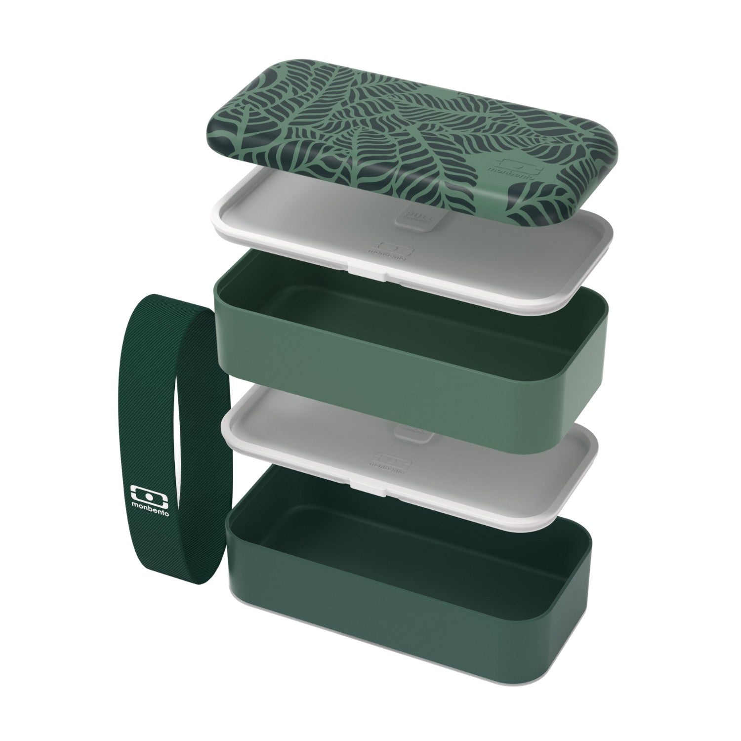Monbento Original – dwupoziomowy lunchbox z miseczką. Szczelny, BPA free, do mikrofalówki i zmywarki. Stylowy francuski design, wzór: Jungle