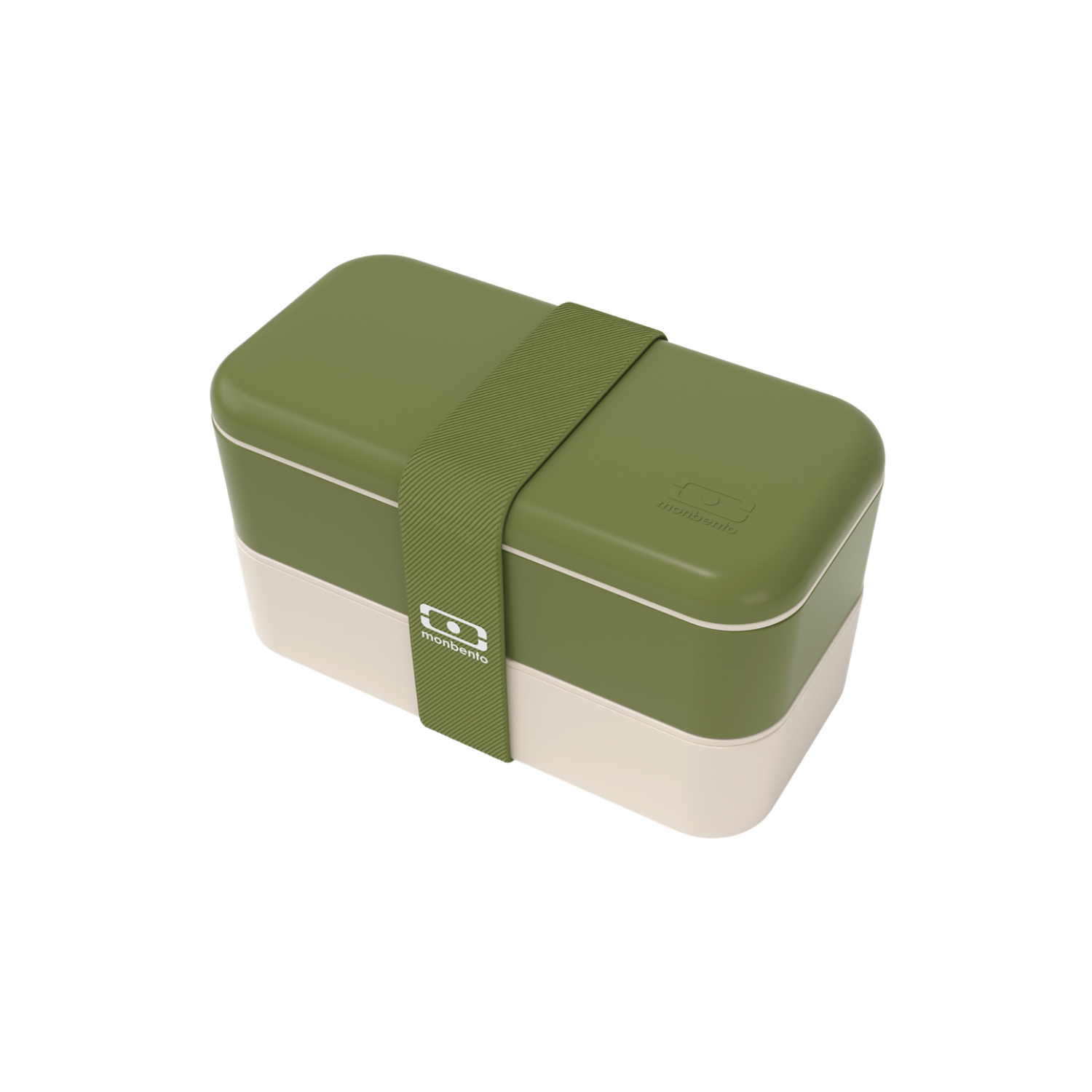 Monbento Original – dwupoziomowy lunchbox z miseczką. Szczelny, BPA free, do mikrofalówki i zmywarki. Stylowy francuski design, wzór: Olive Recycled