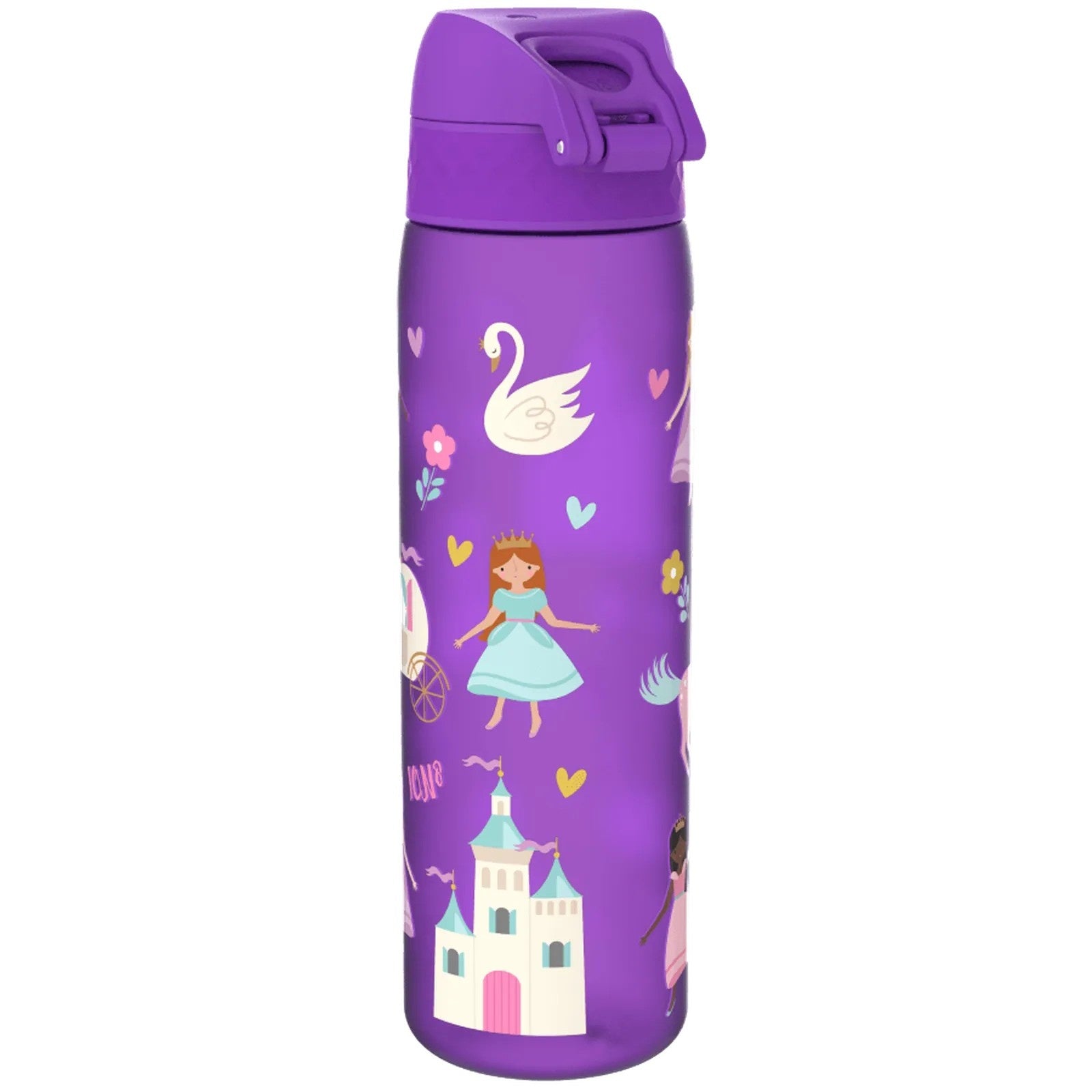 ION8 Slim 500 ml Princess – fioletowa butelka na wodę zapobiegająca rozlewaniu