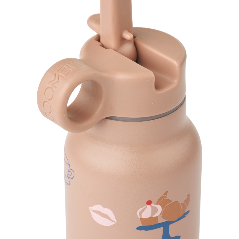 Stylowy bidon LIEWOOD Falk Paris – 350 ml, z ustnikiem, termiczny, z uroczym wzorem, dla dzieci.