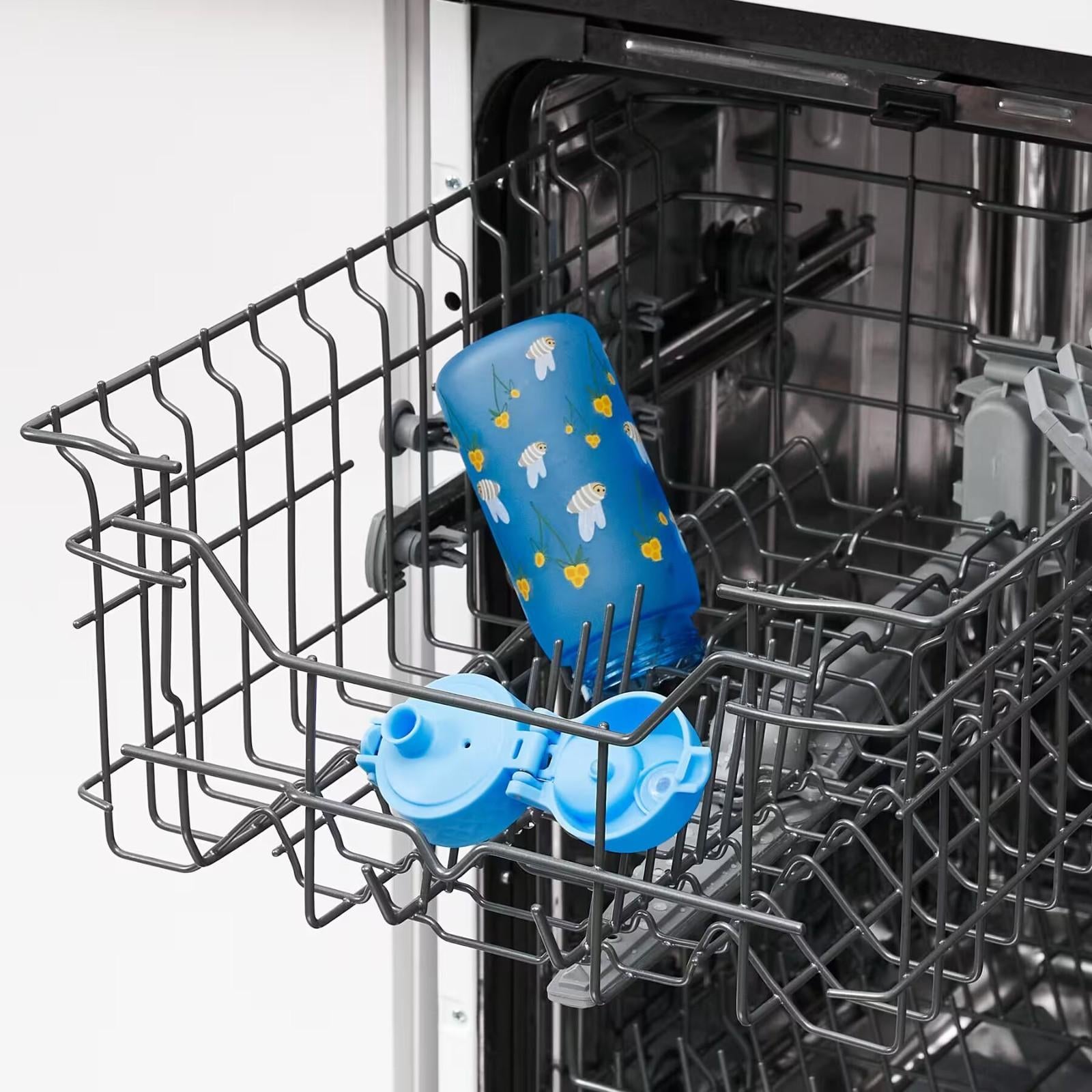 Bidon dla dzieci Ion8 Pod Bumble Bees 350 ml z pszczołami – szczelny, lekki i otwierany na klik. Kolor: niebieski