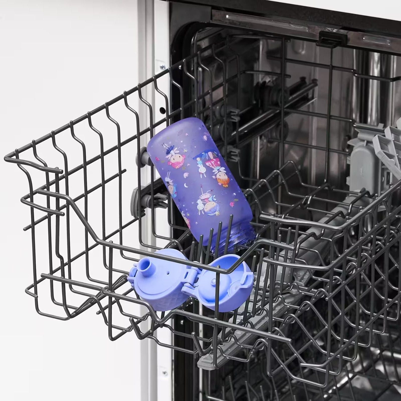 Bidon dla dzieci Ion8 Pod Fairies 350 ml z wróżkami – szczelny, lekki i otwierany na klik. Kolor: fioletowy