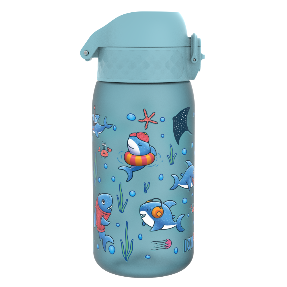 Bidon dla dzieci Ion8 Pod Shark 350 ml – szczelny, lekki i otwierany na klik