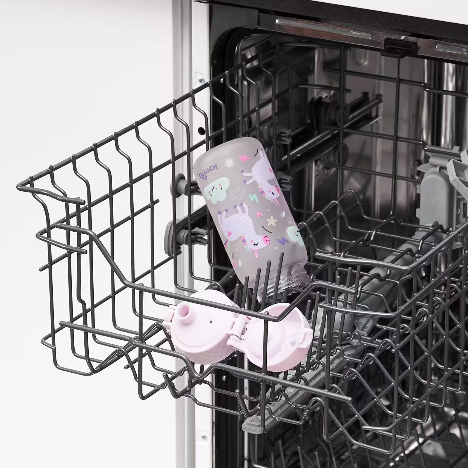 Bidon dla dziecka 350 ml Ion8 różowy z jednorożcem – szczelna butelka na wodę bez BPA do szkoły i na spacer. Kolor: różowy