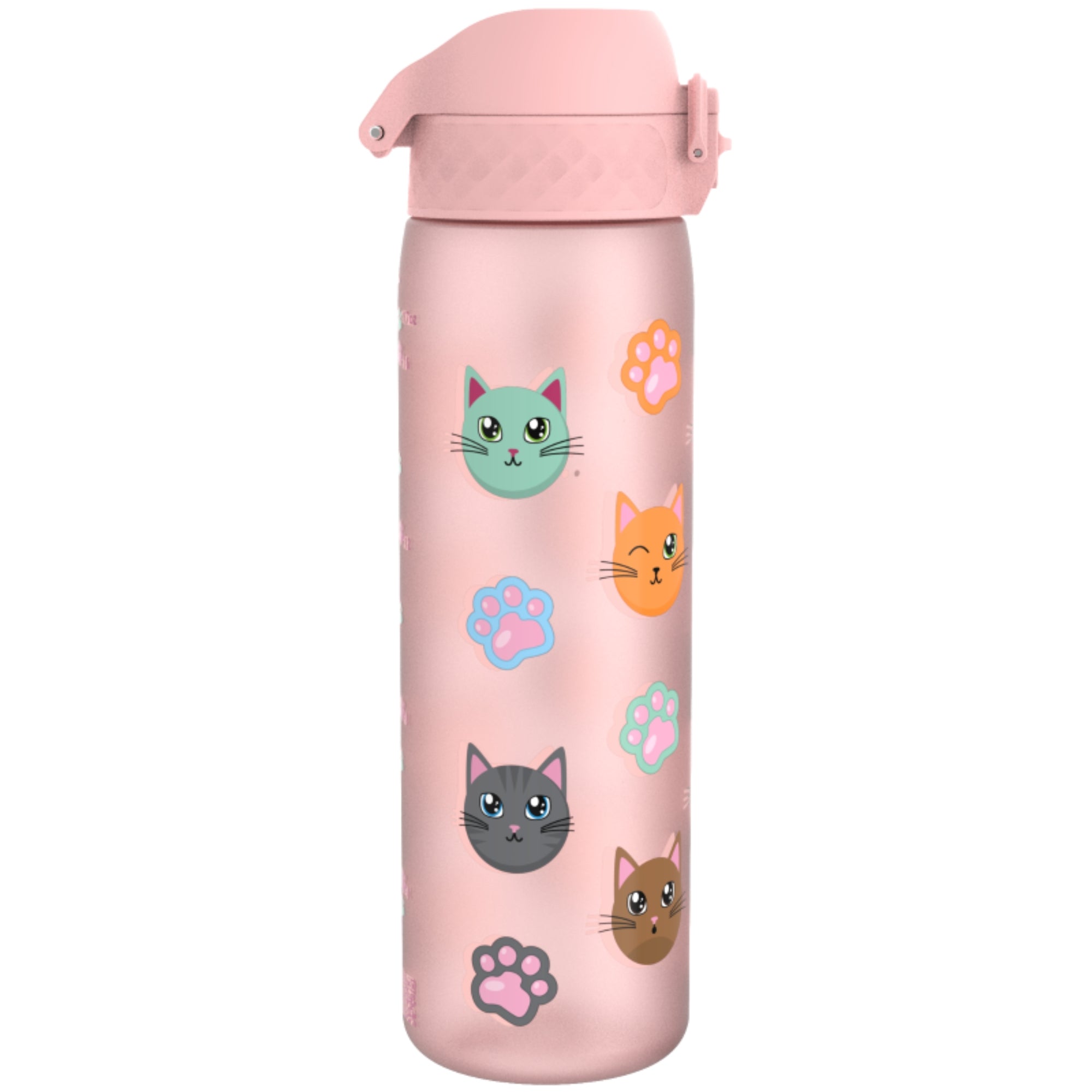 Bidon dla dzieci 500 ml Ion8 Cats – lekki, nietoksyczny, z ustnikiem i klapką, idealny do plecaka i samochodu