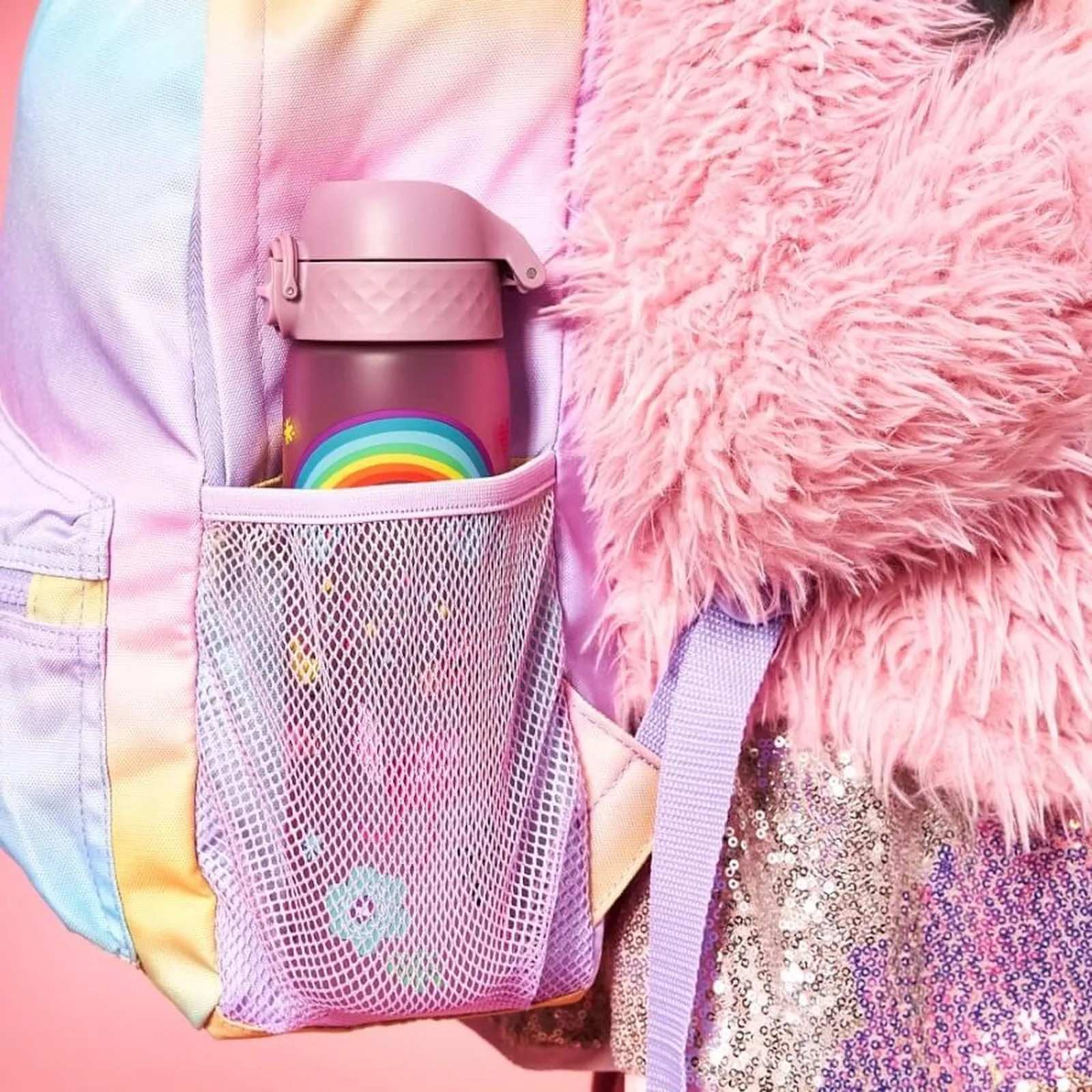 Bidon dla dzieci 500 ml Ion8 Unicorns – lekki, nietoksyczny, z ustnikiem i klapką, idealny do plecaka i samochodu