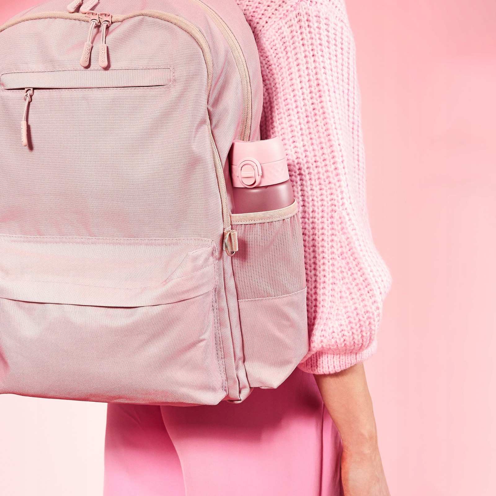 Bidon na wodę 500 ml Ion8 Rose Quartz – lekki, nietoksyczny, z ustnikiem i klapką, idealny do plecaka i samochodu, kolor: różowy