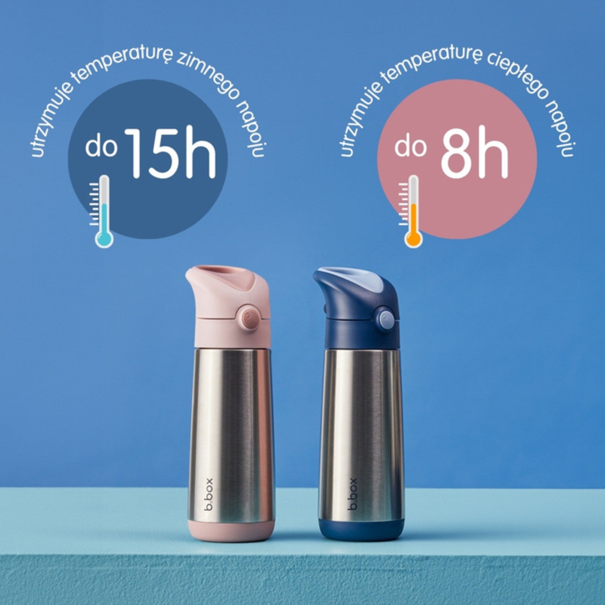 B.box Midnight – bidon termiczny dla dzieci 500 ml, potrójna izolacja, silikonowa słomka, szczelny i bezpieczny, do zimnych i ciepłych napojów.