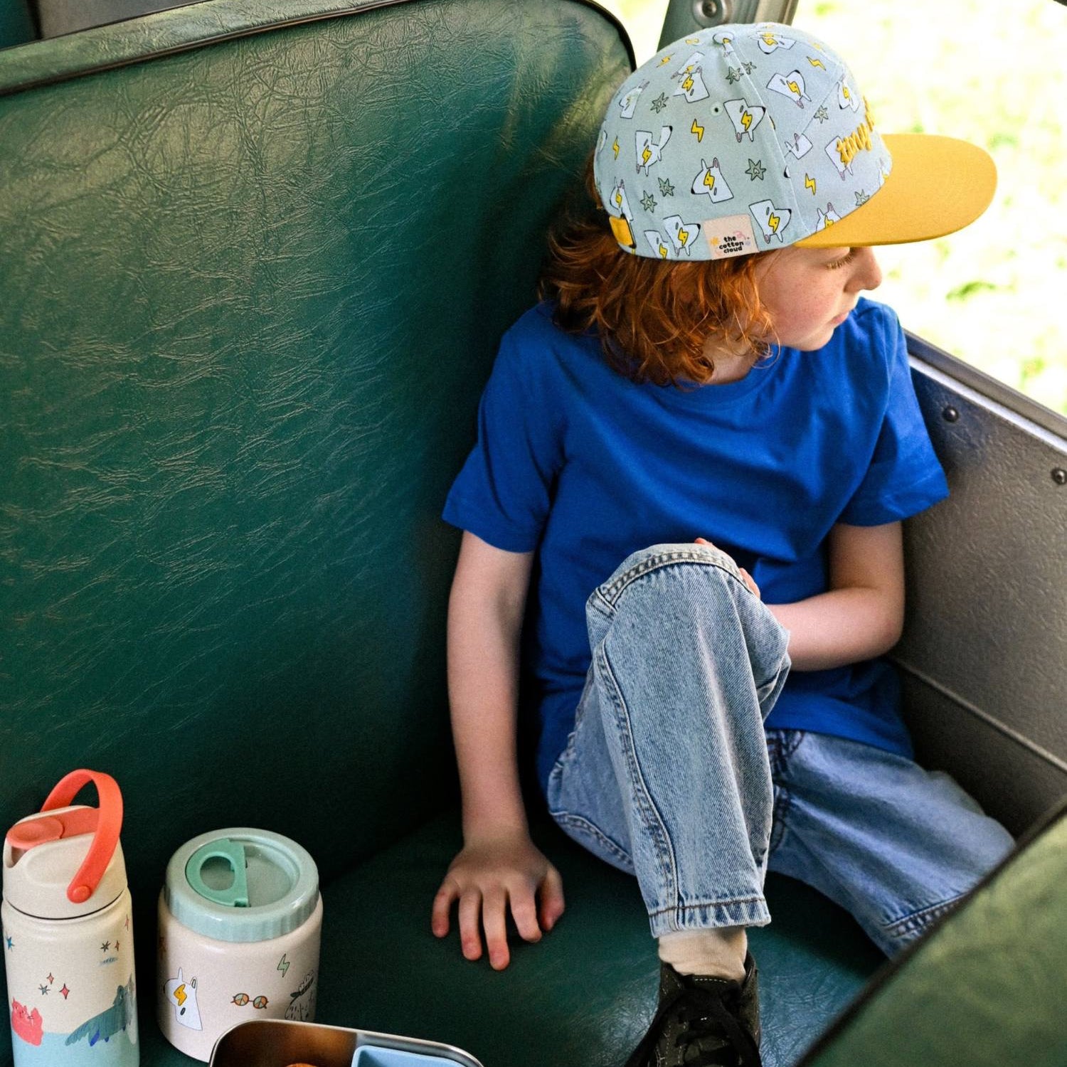 Bidon termiczny dla dzieci The Cotton Cloud – utrzymuje ciepło i zimno, z silikonową słomką i uchwytem, wzór: kotki