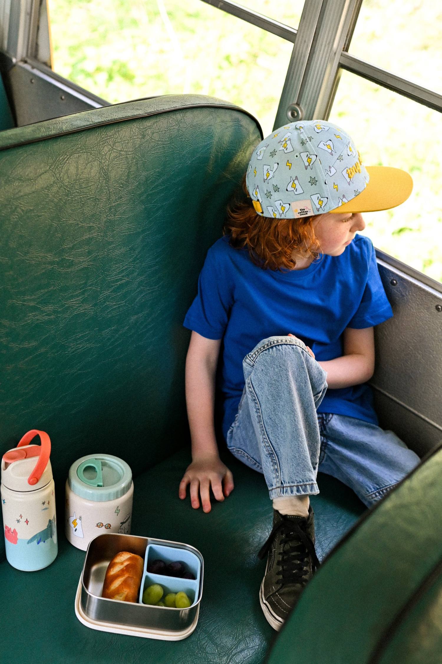 Bidon termiczny dla dzieci The Cotton Cloud – utrzymuje ciepło i zimno, z silikonową słomką i uchwytem, wzór: kotki