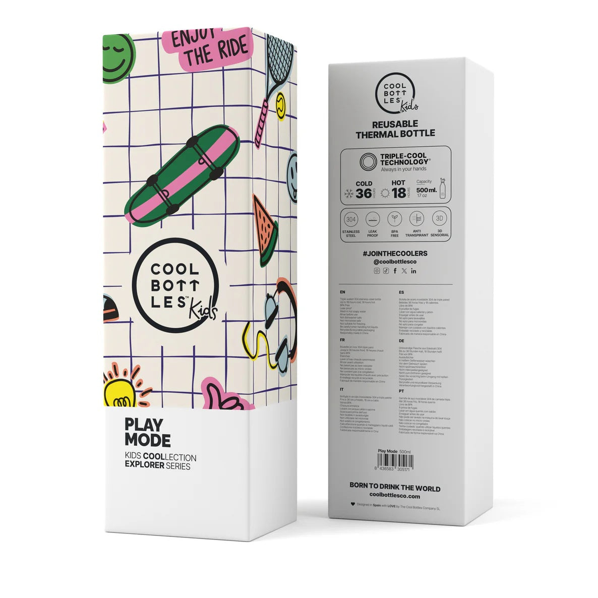 Cool Bottles Kids Play Mode – termiczna butelka dla dzieci, z ustnikiem, bez BPA, wzór: gry