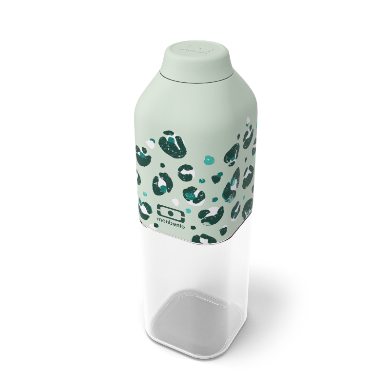 Monbento Positive M – ultralekka butelka 500 ml z tritanu. Trwała, kompaktowa, bez BPA, idealna do torby czy plecaka, wzór: green leopard