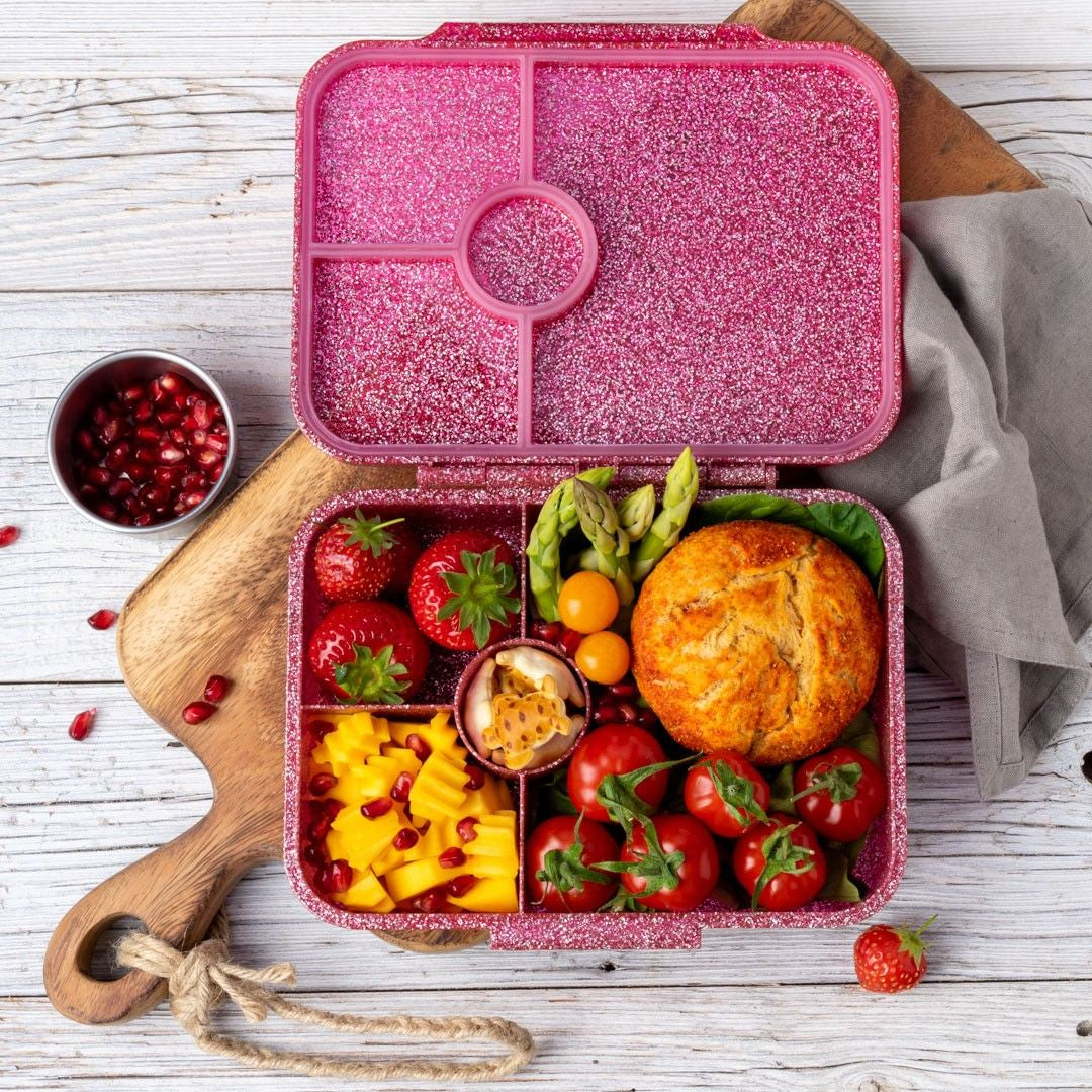 Różowy lunchbox z brokatem LekkaBox Glamour dla dziewczynki"