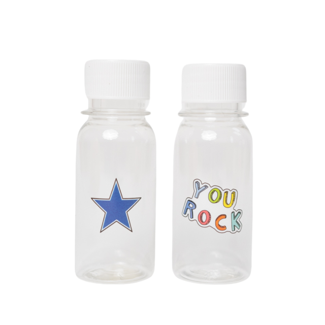 Mini buteleczki Yumbox – kompaktowe, szczelne, do napojów, idealne dla dzieci do szkoły, wzór: gwiazda/you rock