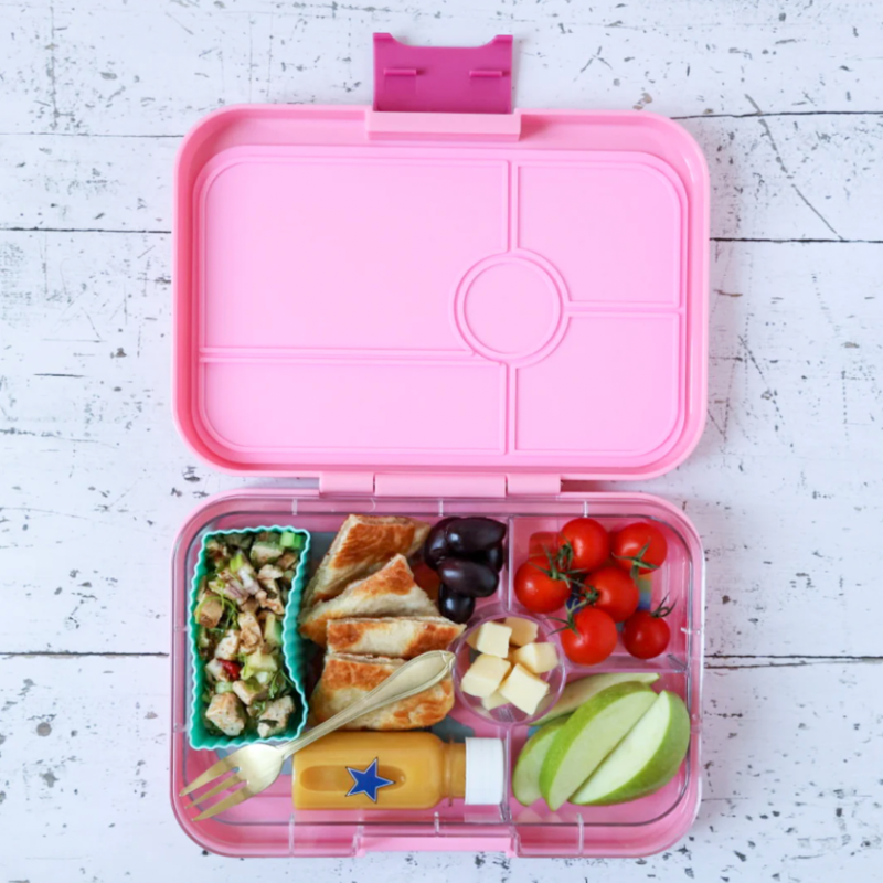 Mini buteleczki Yumbox – kompaktowe, szczelne, do napojów, idealne dla dzieci do szkoły, wzór: serce/buźka