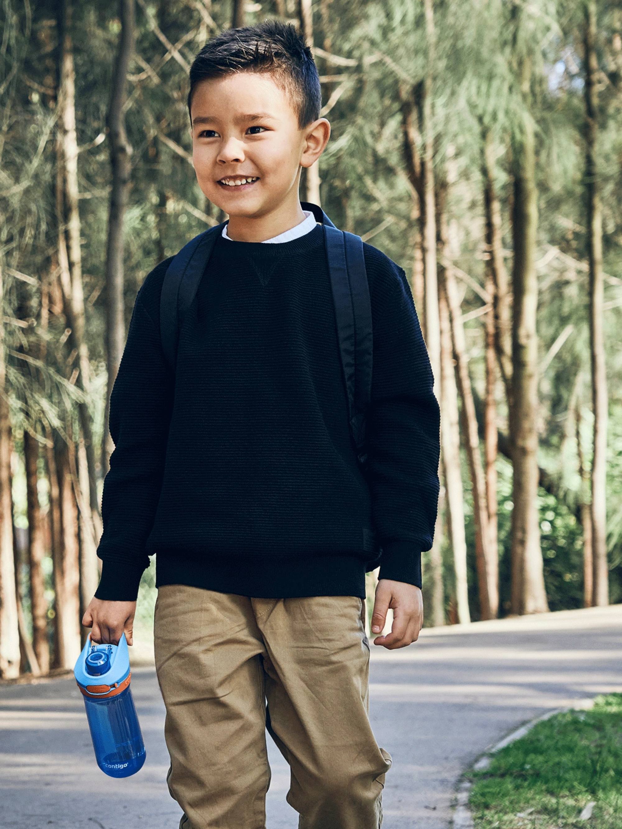 Contigo Jessie Blue Poppy – bezpieczna butelka dla dziecka, szczelna i prosta w użyciu jedną ręką, kolor: niebieski