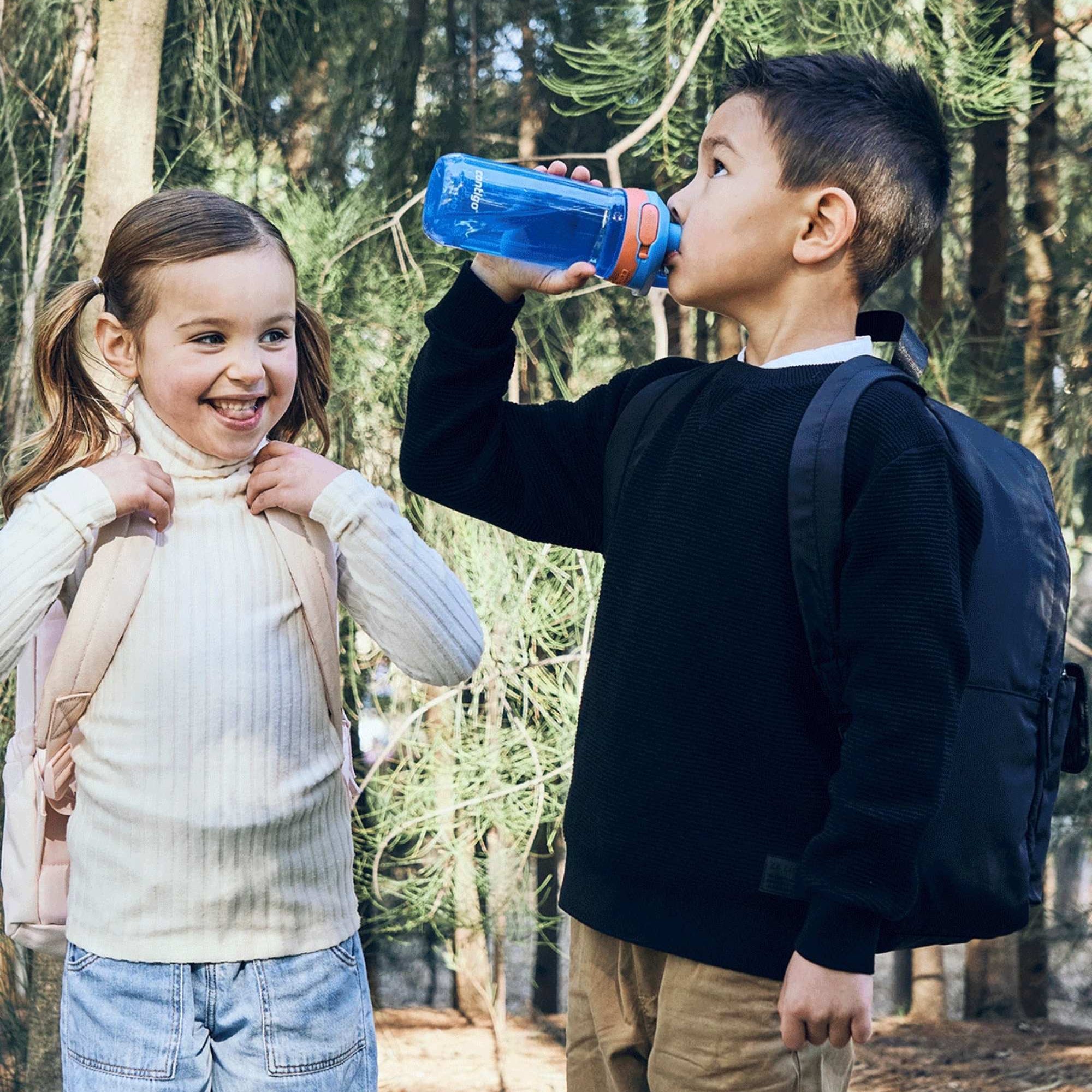 Contigo Jessie Blue Poppy – bezpieczna butelka dla dziecka, szczelna i prosta w użyciu jedną ręką, kolor: niebieski