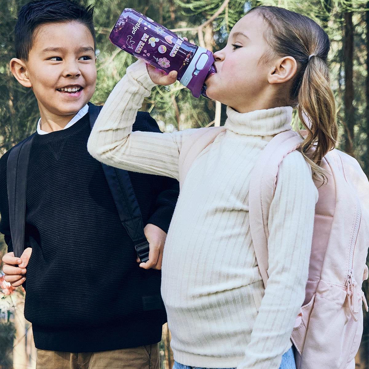 Contigo Jessie Grape Purple – bezpieczna butelka dla dziecka, szczelna i prosta w użyciu jedną ręką, kolor: fioletowy