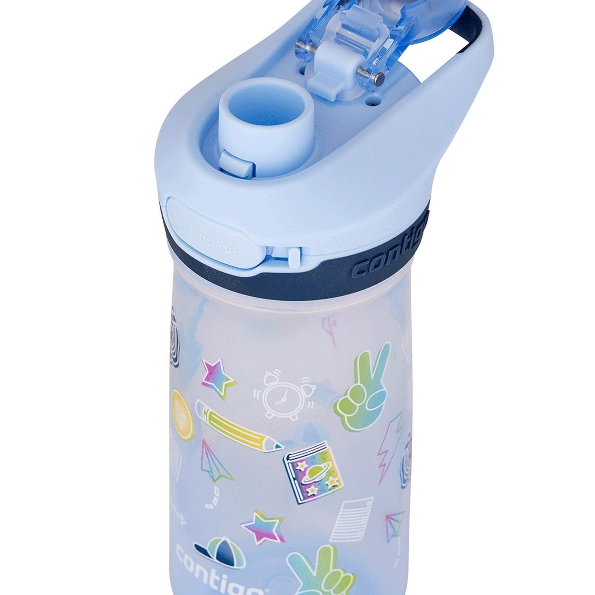 Contigo Jessie Periw School – bezpieczna butelka dla dziecka, szczelna i prosta w użyciu jedną ręką, kolor: niebieski