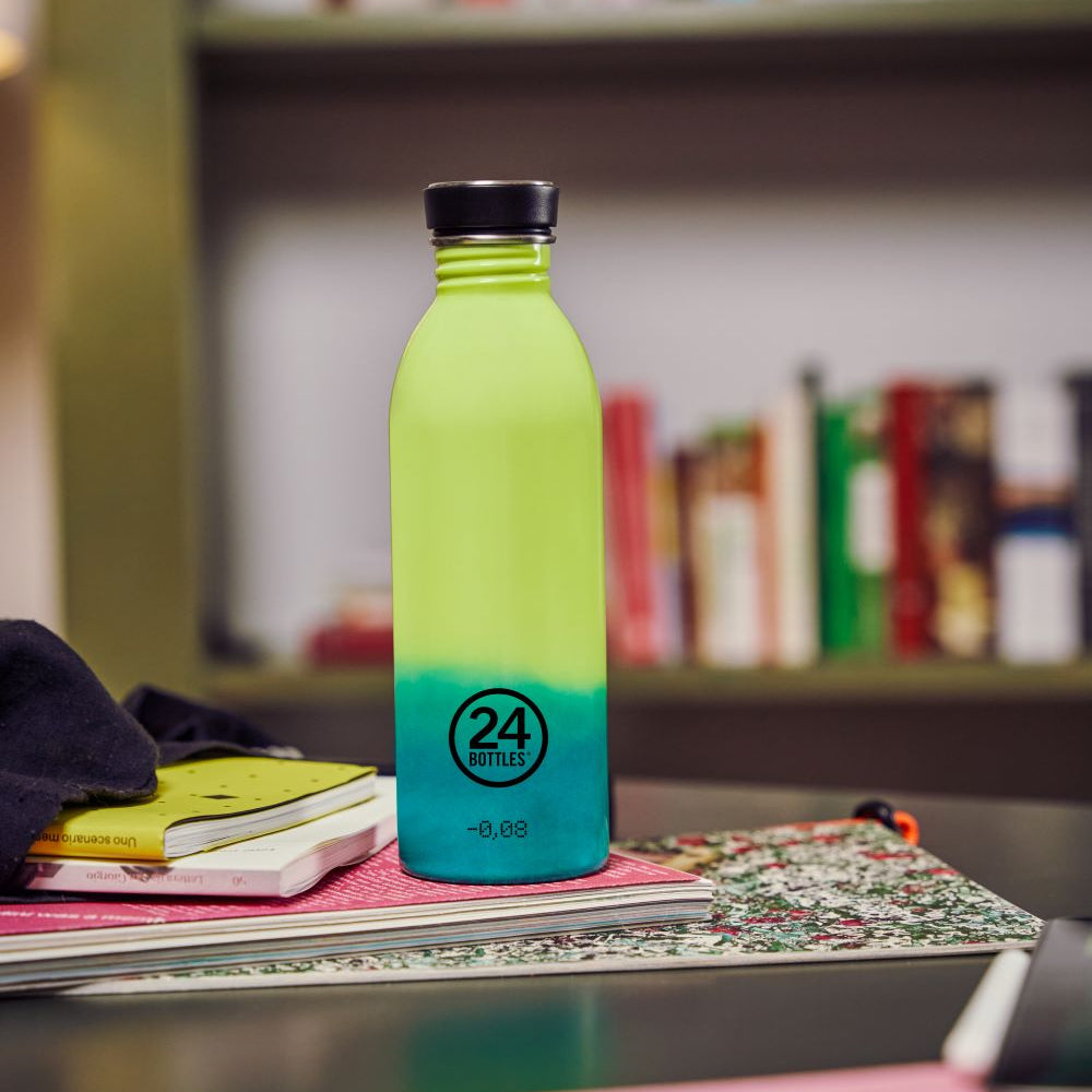 Butelka na wode 24bottles REactive 500 ml – lekka, zmienia kolor pod wpływem zimna, 100% szczelna, kolor: żółty/zielony
