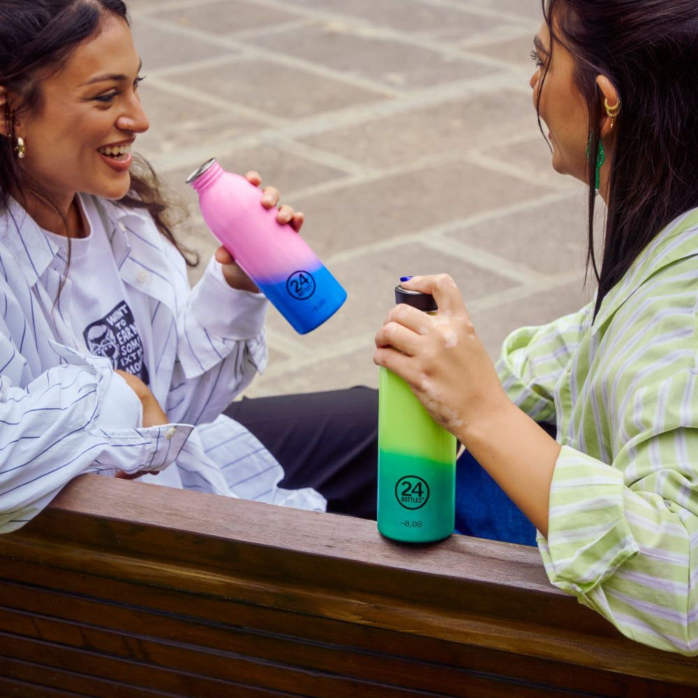 Butelka na wode 24bottles REactive 500 ml – lekka, zmienia kolor pod wpływem zimna, 100% szczelna, kolor: żółty/zielony