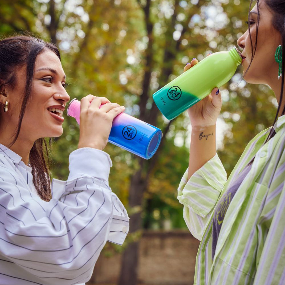 Butelka na wode 24bottles REactive 500 ml – lekka, zmienia kolor pod wpływem zimna, 100% szczelna, kolor: żółty/zielony