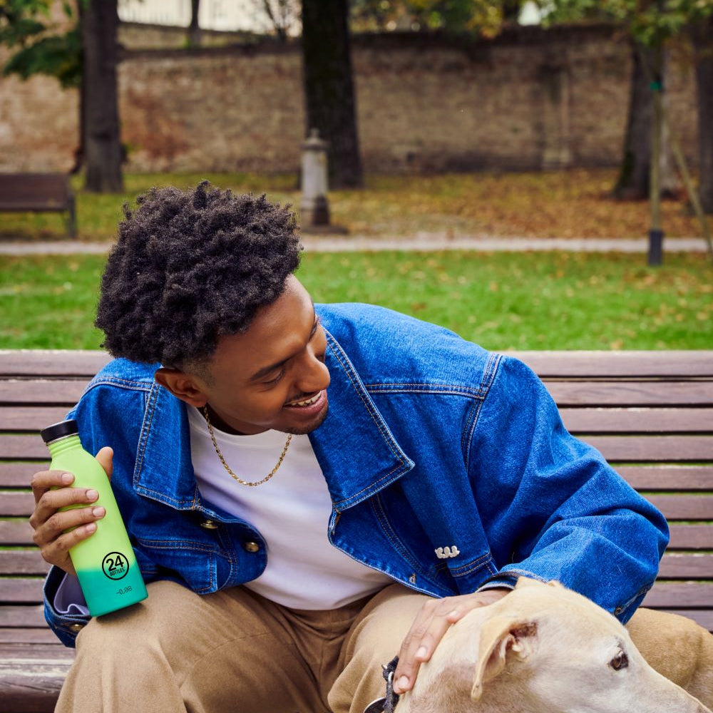 Butelka na wode 24bottles REactive 500 ml – lekka, zmienia kolor pod wpływem zimna, 100% szczelna, kolor: żółty/zielony