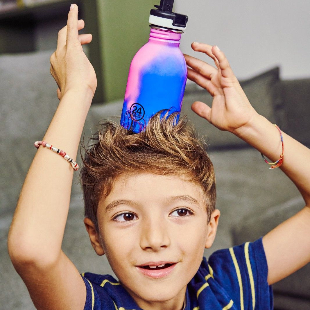 Kids Bottle REactive 250 ml – lekka butelka dla dzieci, zmienia kolor pod wpływem zimna, 100% szczelna, kolor: różowy/niebieski