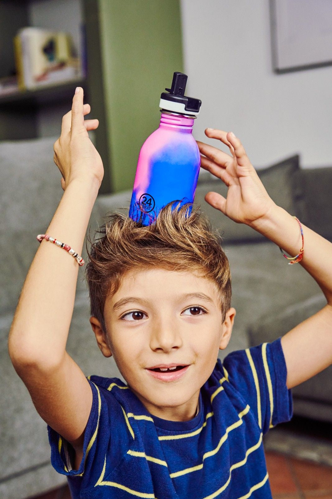 Kids Bottle REactive 250 ml – lekka butelka dla dzieci, zmienia kolor pod wpływem zimna, 100% szczelna, kolor: różowy/niebieski