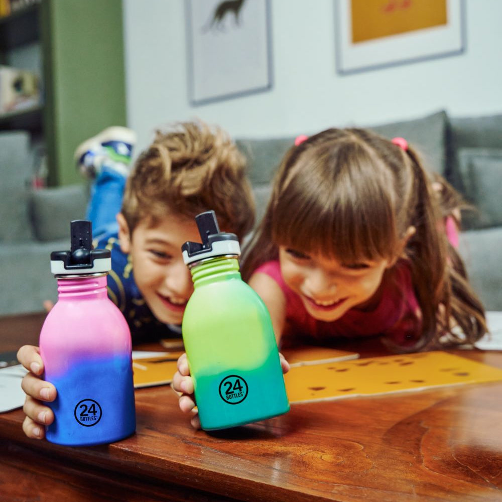 Kids Bottle REactive 250 ml – lekka butelka dla dzieci, zmienia kolor pod wpływem zimna, 100% szczelna, kolor: żółty/zielony