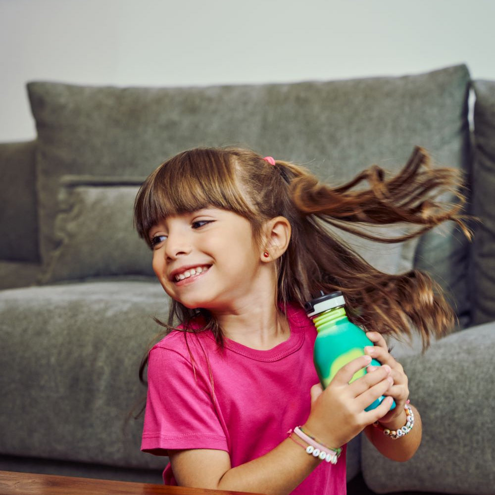 Kids Bottle REactive 250 ml – lekka butelka dla dzieci, zmienia kolor pod wpływem zimna, 100% szczelna, kolor: żółty/zielony