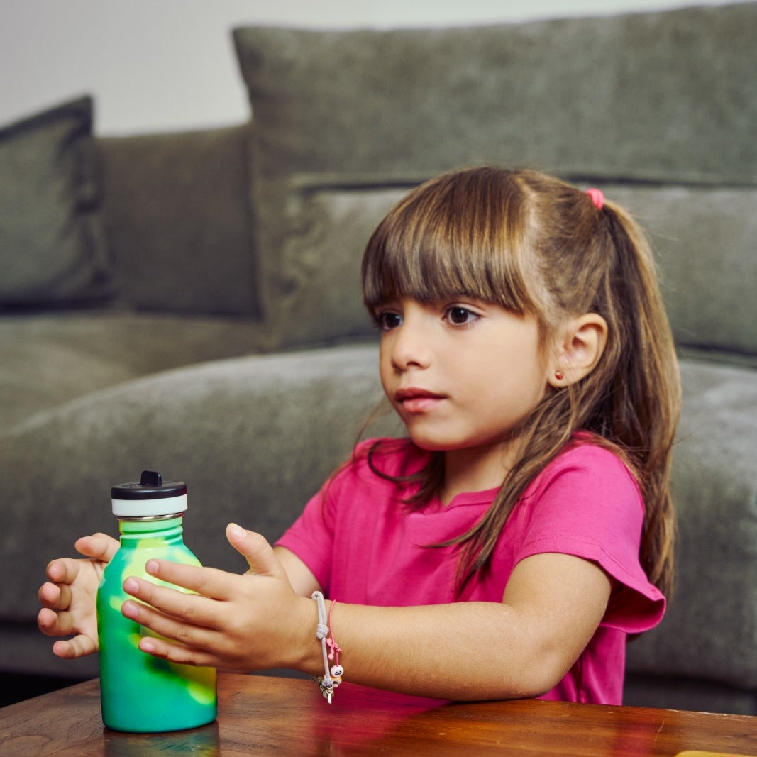 Kids Bottle REactive 250 ml – lekka butelka dla dzieci, zmienia kolor pod wpływem zimna, 100% szczelna, kolor: żółty/zielony