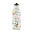 Butelka na wodę dla dzieci 24Bottles Adventure Friends – bezpieczna, lekka i szczelna butelka wielorazowa z matowym wykończeniem, wzór: pojazdy